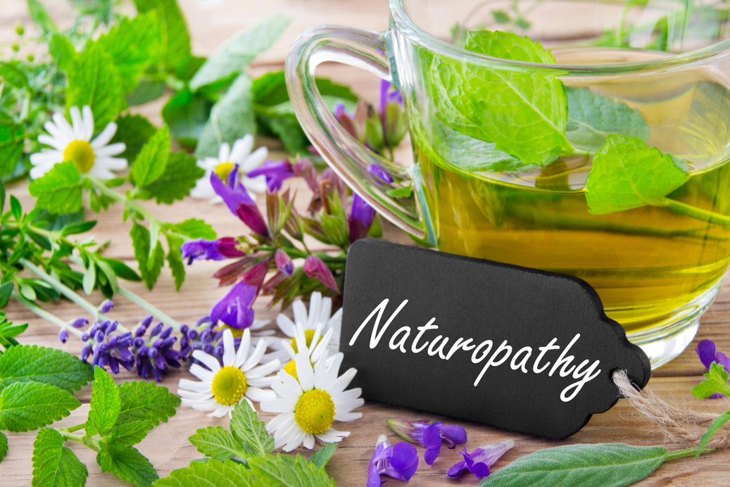 Herbal tea and naturopathy label